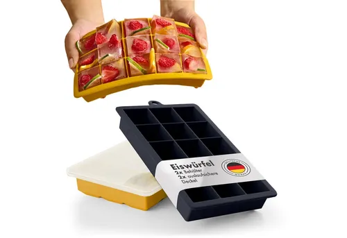 Blumtal Eiswürfelform Silikon Eiswürfelform mit Deckel - bpa frei & leichtes herauslösen, (2-tlg)