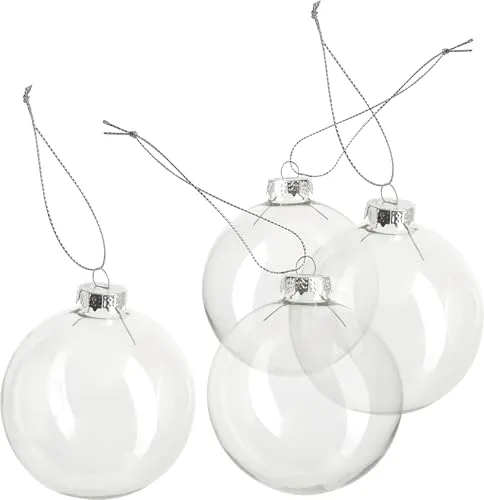 VBS 4er-Pack Glaskugeln transparent Ø 8 cm Weihnachtskugeln Bastelkugeln Christbaumschmuck