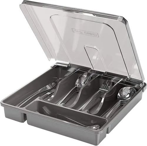 Besteckbox mit Deckel für Camping und Reisen, Tragbare Besteckaufbewahrung