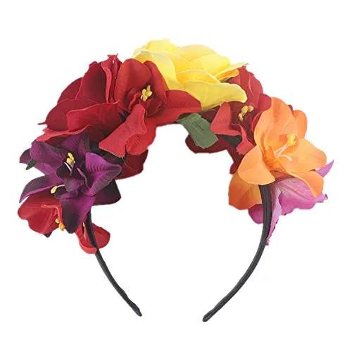 Rosen Stirnband Haarreif Haarband Blumen Krone Kranz Hochzeit Kopfband für Damen
