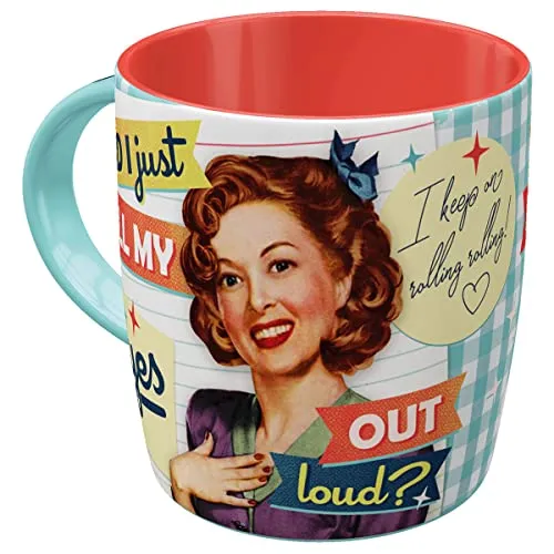 Nostalgic-Art Retro Kaffeebecher, 330 ml, Did I just roll my eyes out loud – Geschenk-Idee für Nostalgie-Fans, Keramik-Tasse für Kaffee, Vintage Design mit Spruch