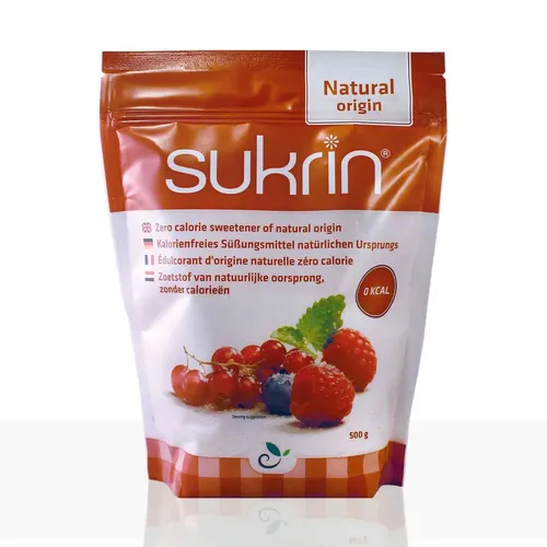 SUKRIN Kristallzucker 500 g - Kalorienfreier Zuckerersatz - Ideal zum Süßen, Kochen und Backen. Erythritol mit 0 Kalorien und 0 glykämischem Index, zahnfreundlich und gut verträglich. Perfekt für Low-Carb-Diäten.