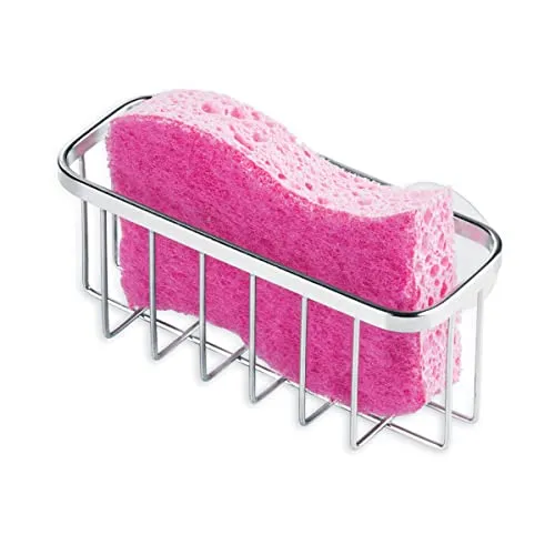 iDesign 84702 Gia Schwammhalter, Spülbecken Organizer aus rostfreiem Edelstahl für Schwamm und Topfkratzer, silberfarben