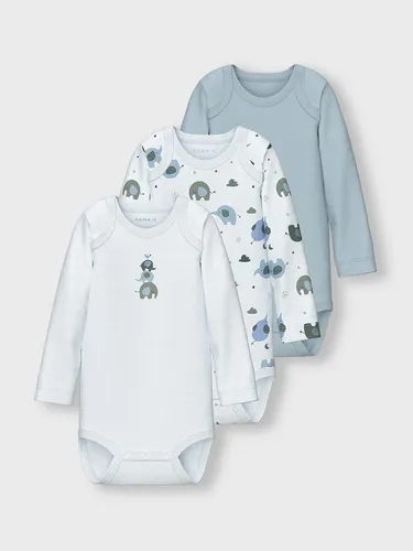Name It Schlafoverall NBMBODY 3P LS BABY ELEPHANT NOOS (Packung, 3-tlg) blau 56 EU