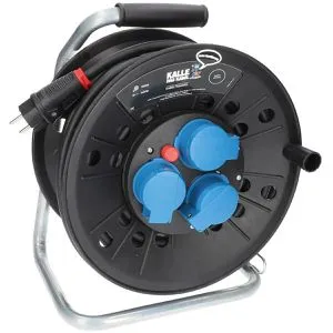 KALLE DAS KABEL Kabeltrommel Classic 25m - Kabeltrommel mit 3 Schukosteckdosen, robustes Gehäuse aus Spezialkunststoff, IP44 für den Außenbereich, ideal für Hand- und Heimwerker.