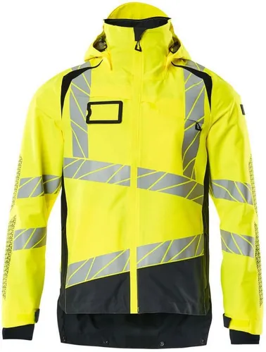 Hard Shell Jacke mit leichtem Futter M - Fluoreszierende Jacke mit Reflexstreifen, hoch strapazierfähig und atmungsaktiv. Wasserdicht und winddicht mit abnehmbarer Kapuze. Ideal für alle Wetterbedingungen und professionellen Einsatz.