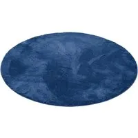 Pergamon Luxus Super Soft Hochflor Teppich Rund - Flauschig Weich in Dunkelblau - Teppich für Wohnzimmer und Schlafzimmer, 100% Polyester, rutschfest und pflegeleicht, ideal für Fußbodenheizung und sorgt für Komfort und Eleganz in jedem Raum.