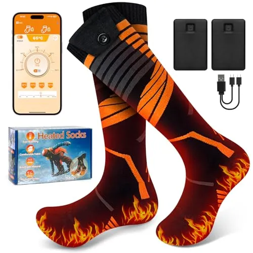 LeapBeast Beheizbare Socken mit 5000mAh Wiederaufladbare Batterie, Heizsocken mit APP-Steuerung für Aktivitäten im Winter Herren Damen Beheizte Socken