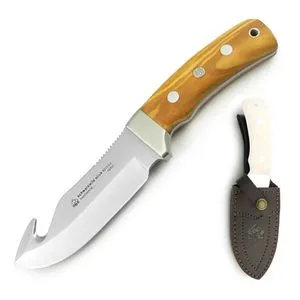 Puma-Knives Jagdmesser IP Schwarzwild, 820055 - Jagdmesser mit fester Klinge, 12 cm lange Skinner-Klinge aus 440 C Stahl, geriffelte Daumenauflage für sicheren Halt und Lieferung mit hochwertiger Lederscheide.