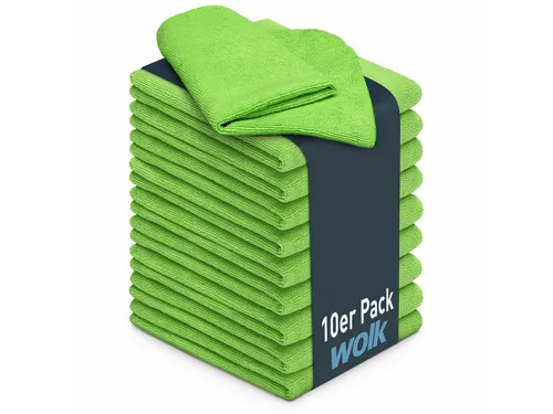 wolk Universaltuch (fusselfrei und frotteeartig) Mikrofasertuch (Polyester, 40x40 cm, 10er-Set, hygienisch auf 90° waschbar)