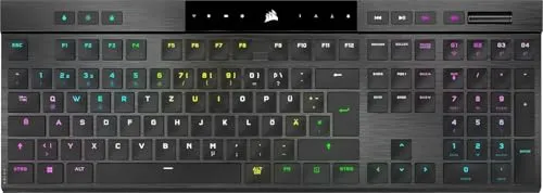 Corsair Aktion % Gaming K100 AIR Wireless - MX Ultra Low Profile RGB, kabellos und kabelgebunden mit dedizierten Medientasten und Anti-Ghosting