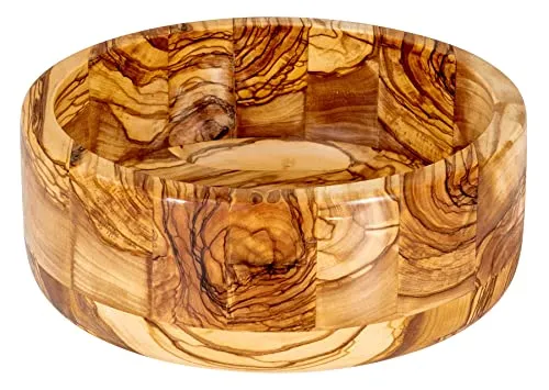 Olivenholz Salatschüssel 20cm - Natur Unikat - Salatschüssel aus widerstandsfähigem Olivenholz, handgefertigt und einzigartig mit feiner Maserung. Ideal als Tischdeko oder für Snacks, Made in Europe.