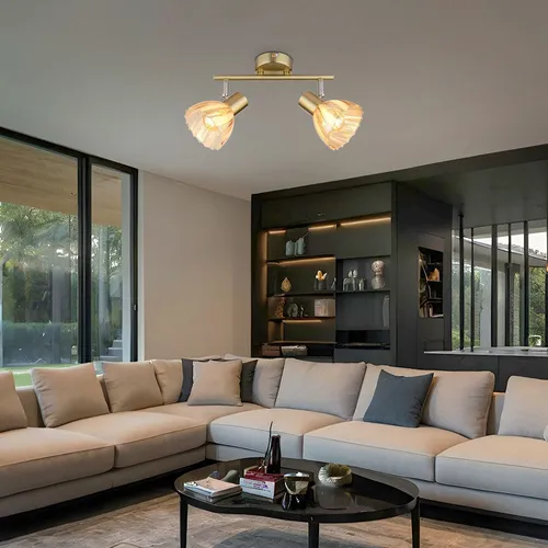 Deckenleuchte 2-flammig messingfarben, schwenkbar