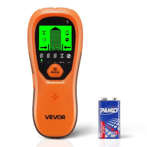 VEVOR Balkenfinder, Wandscanner, 5-in-1, elektronischer Multidetektor mit intelligentem Sensor, hochauflösendem LCD-Display & Audioalarm, für Metall, Wechselstromkabeln, Balken, Rohren, Orange