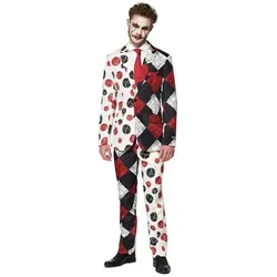 Opposuits Clown-Kostüm Vintage Horrorclown-Kostüm für Herren Suitmeister schwarz-weiß-rot bunt M (50)