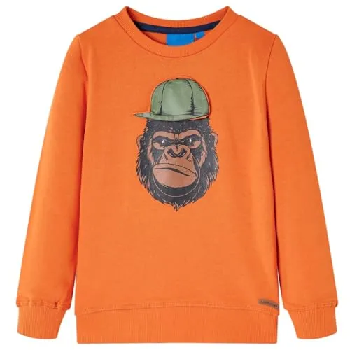 vidaXL Kinder-Sweatshirt mit Gorilla Langarmshirt Pullover Pulli Dunkelorange 104