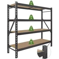 TRUTZHOLM Schwerlastregal Emil 180x190x60 cm - 3200 kg Traglast - Robustes Regal aus pulverbeschichtetem Stahl mit 4 höhenverstellbaren MDF-Böden, ideal für Lagerhallen und Werkstätten. Maximale Stabilität durch verschweißte Querstreben und flexible Einsatzmöglichkeiten.