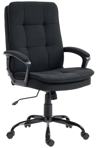 HOMCOM Chefsessel mit Wippfunktion und Armlehnen, Schwarz