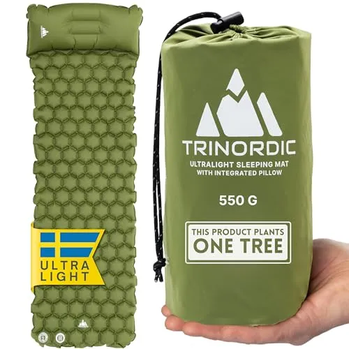 TRINORDIC 550g Ultraleichte Aufblasbare Isomatte mit Kissen