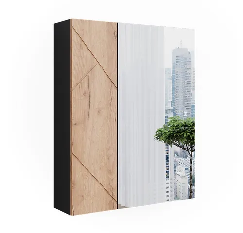 Vicco Badezimmerspiegelschrank Irma, Anthrazit/Goldkraft Eiche, 60 x 75 cm - Spiegelschränke mit integriertem Spiegel und praktischen Ablagen, elegantes Design für stilvolle Badezimmergestaltung und optimalen Stauraum.