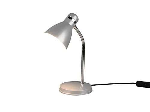meineWunschleuchte Retro Schwanenhals Schreibtischlampe Titan & Chrom Höhe 33cm