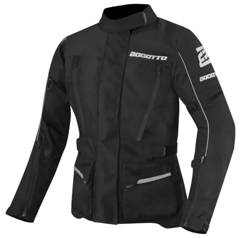 Bogotto Tampar Tour wasserdichte Damen Motorradjacke, schwarz, Größe XS - Motorradjacke mit herausnehmbarem Thermofutter und Level 2 Protektoren für optimalen Schutz, ideal für anspruchsvolle Fahrerinnen.