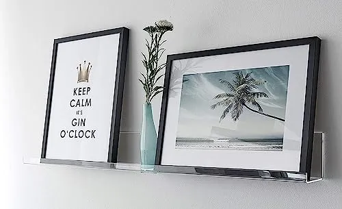 Cuadros Lifestyle Bilderleiste 40 x10 cm | Galerieboard | Galerieschiene | Regalboard | elegant und schlicht | Gewürzregal | Wandregal | Schweberegal | transparent | glasklar