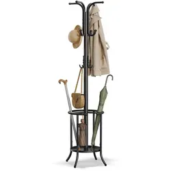 SONGMICS Garderobenständer Kleiderständer, Metall, tintenschwarz - Kleiderständer mit 12 praktischen Haken, ideal für die platzsparende Organisation Ihrer Kleidung und Accessoires, Maße: 40 x 40 x 175 cm.