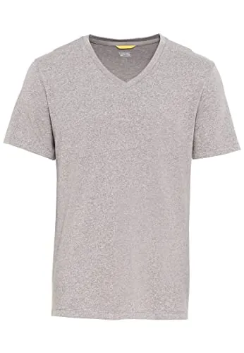camel active Herren Basic Kurzarm T-Shirt mit V-Ausschnitt aus biologischer Baumwolle in Grau, Grün, Dunkelblau und Dunkelgrau Grau Menswear-L