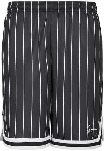Karl Kani Herren KM-PS011-001-02 Small Signature Pinstripe Mesh Shorts Black, L
