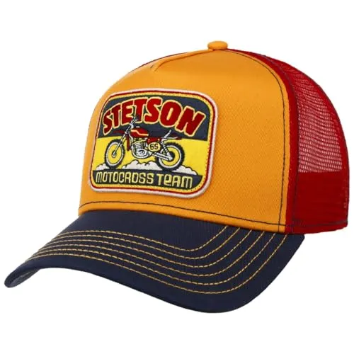 Stetson Motorcross Team Trucker Cap Mehrfarbige Mütze Casual Mesh Stoffcap Patch Herren Frühjahr Sommer rot One Size Small