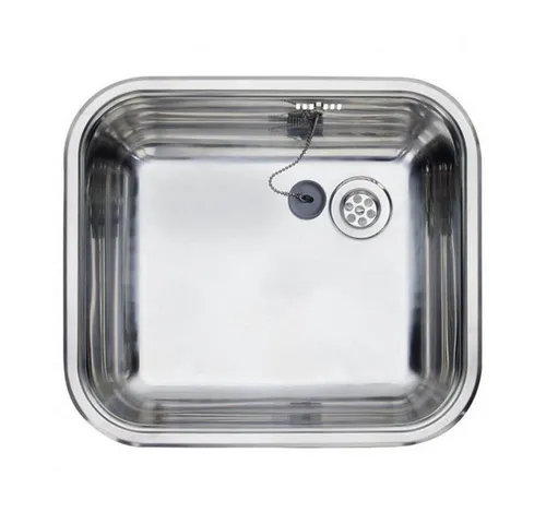Reginox Spülbecken Edelstahl R18 4035 OSK - 40,4x35,3 cm - Hochwertiges Einbauspülbecken aus Edelstahl für aufliegenden Einbau. Ideal für 450 mm Unterschränke, mit praktischer Ab- und Überlaufgarnitur. Perfekt für moderne Küchen!