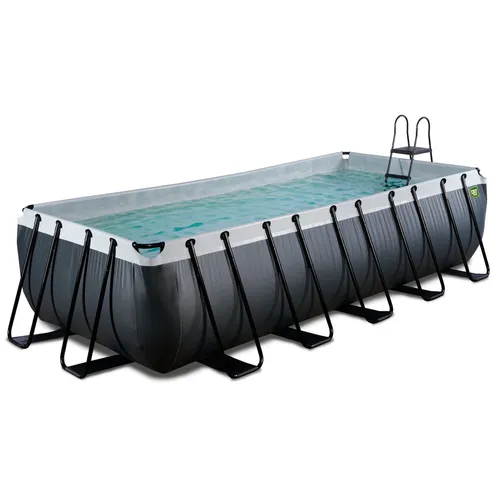 EXIT Black Leather Pool 540x250x122cm mit Sandfilterpumpe - stilvoller Rahmenpool - Swimmingpool mit einzigartigem Lederprint, stabiler Bauweise und hochwertiger Sandfilterpumpe für kristallklares Wasser.