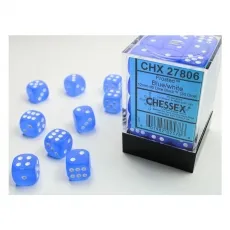 Chessex Würfel - 12mm - Frosted Blue/white (Würfelset 36 x W6) 292672