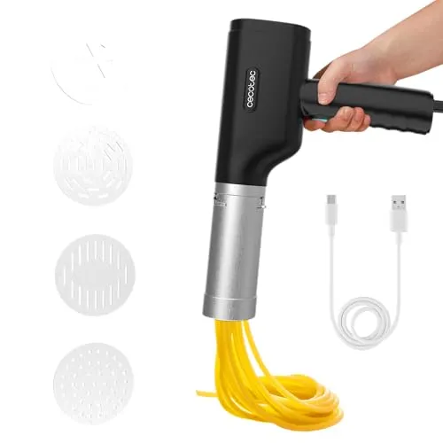 Cecotec Fun EasyPasta Kabellose Nudelmaschine für Nudeln und Spaghettis, 40 W, 200 g Kapazität, 3 Scheiben im Lieferumfang enthalten, 50 Anwendungen