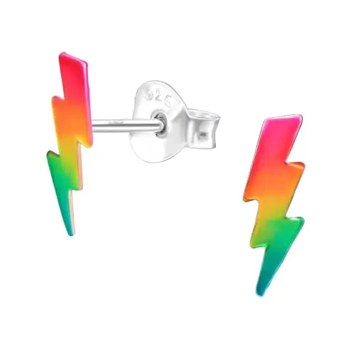 Monkimau Blitz Kinder Ohrringe | 925 Silber | Mädchen Ohrstecker Schmuck | Hypoallergen & Nickelfrei | Kinderohrringe Geschenkidee