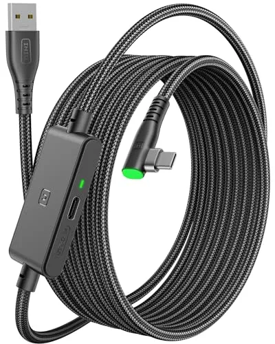 INIU Link Kabel mit Ladeanschluss [5m], Kompatibel mit Oculus Meta Quest 3/Quest 2/1/Quest Pro und Pico 4/PC Steam VR Zubehör, High Speed 2.5Gbs USB C Datenkabel PC zu PC für VR Headset Accessories.