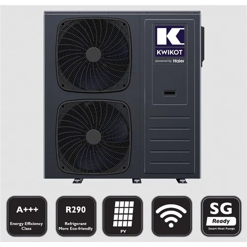 Kwikot by Haier 14 kW Monoblock-Wärmepumpe R290 - Vollelektrische Monoblock-Wärmepumpe für Heizung, Kühlung und Warmwasser. Effiziente Panasonic-Invertertechnologie und Wi-Fi-Fähigkeit für modernen Komfort.