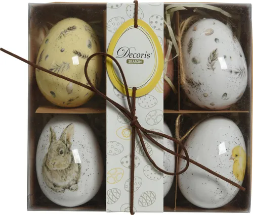 Kaemingk Deko Ei Ostern mit Jutehänger Polyresin 6er Set