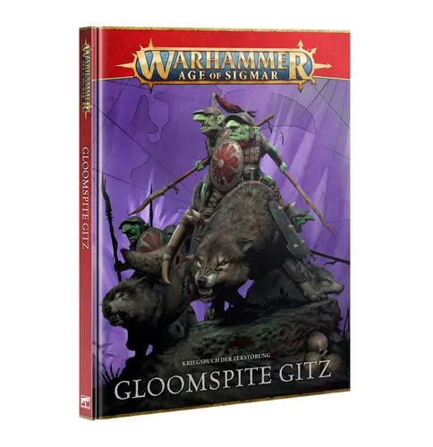 WH Age of Sigmar: Kriegsbuch der Zerstörung - Gloomspite Gitz - 4. Ed. (HC, dt.) - Brettspiel für Warhammer Age of Sigmar. Enthält 122 Seiten voller Hintergrundmaterial, Regeln und Illustrationen für die Mondwahn-Gits, ideal für Sammler und Spieler.