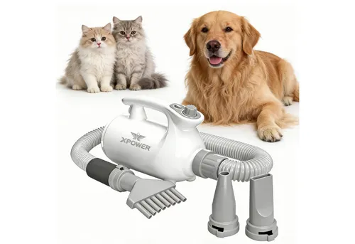 XPOWER Hundeschermaschine B-113 Haushalts Haustier Trimmer Anti-Sheddin Haustier Staubsauger Set, 5 in 1, 2 HEIZSTUFEN, GERÄUSCHARMER BETRIEB, FLEXIBLER SCHLAUCH, Dauerhaft