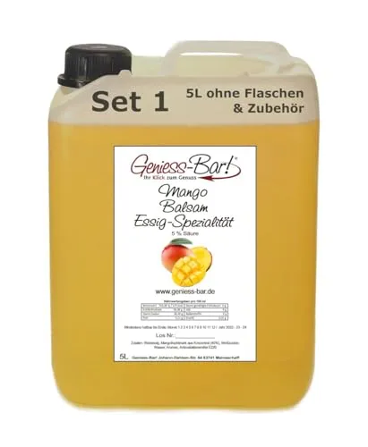 Exotischer Mango Balsam Essig - Spezialität 5L mit 40% Fruchtmark vollfruchtig & sehr mild 5% Säure