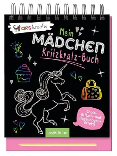 Mein Mädchen-Kritzkratz-Buch: Cooler Glitzer- und Regenbogen-Effekt | Kreativer Kratzelspaß mit Malideen und Holzstift für Kinder ab 5 Jahren
