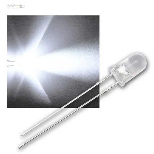 weiße LEDs 5mm wasserklar Typ WTN-5-19000pw Leuchtdioden kaltweiß cold white 100