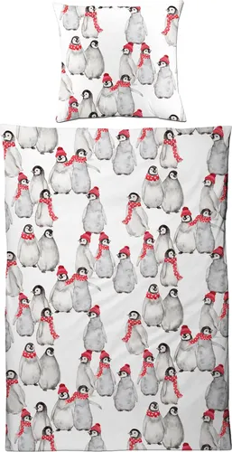 Biber Bettwäsche 155x220 Pinguine - Kuschelige Winterbettwäsche - Hochwertige Biber Bettwäsche von Carpe Sonno, aus 100% Baumwolle. Kuschelig warm und pflegeleicht dank Reißverschluss. Ideal für kalte Nächte und in Übergröße erhältlich.