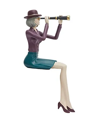 HAUCOZE Frau Figuren Arts Modern Skulptur Geschenk Teleskop Dekor Statue Polyresin 22cm