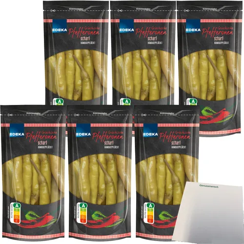 Edeka Peperoni Pfefferonen scharf Handgepflückt 6er Pack 6x250g Packung usy