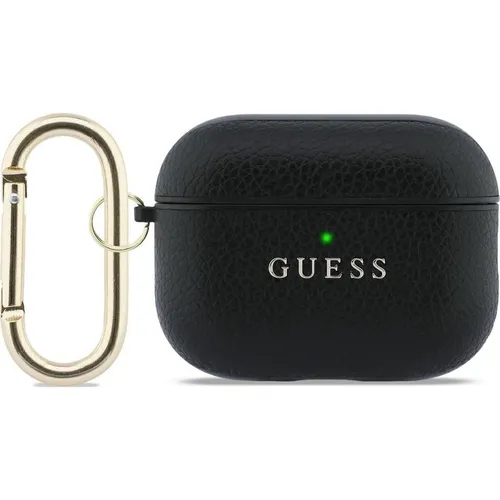 Schutzhülle für AirPods Pro 3, Guess Grained PolyurethanClassic Logo Case, Schwarz - Schwarz