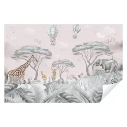 Wallarena Fototapete Kinderzimmer Mädchen Wald Baum Tiere Kinder Dschungel Junge Babyzimmer, Glatt, Dschungel, Tapete inklusive Kleister Vliestapete Motivtapete 4.16 m x 2.54 m
