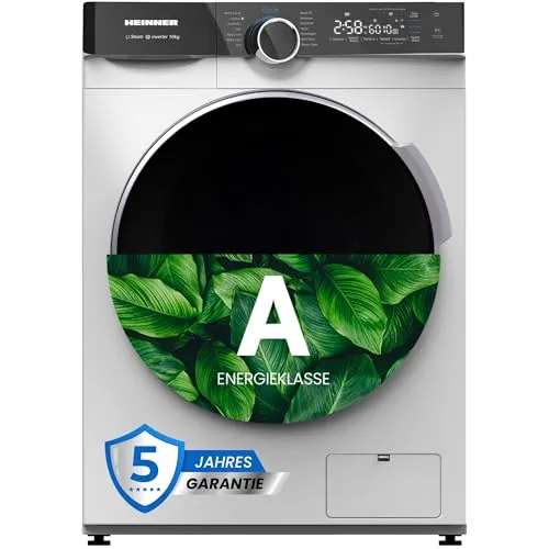 HEINNER HWM-M1014IVKA+++ – 10 kg Frontlader-Waschmaschine, Inverter-Motor, 1400 U/min, Energieklasse A, LED-Display, 5 Jahre Garantie (Weiß, 10 KG)